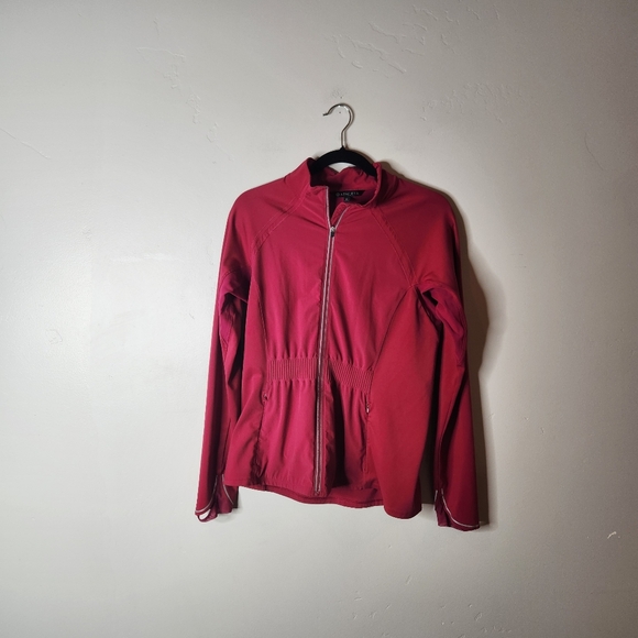 Athleta Run Free Running Track Jacket Reflective Thumb Holes Size Medium - Picture 4 of 9